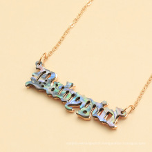 wholesale babygirl necklace old english font letter Abalone Shell pendant word gold letter shell necklace